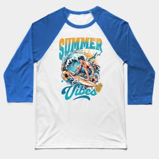 Summer Vibes Surfing Baseball T-Shirt